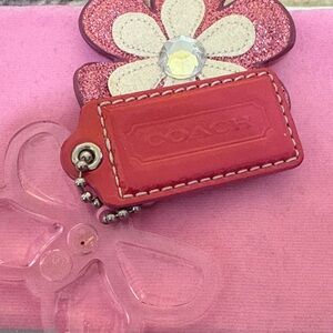 Coach Red and Pink Flower Keychain